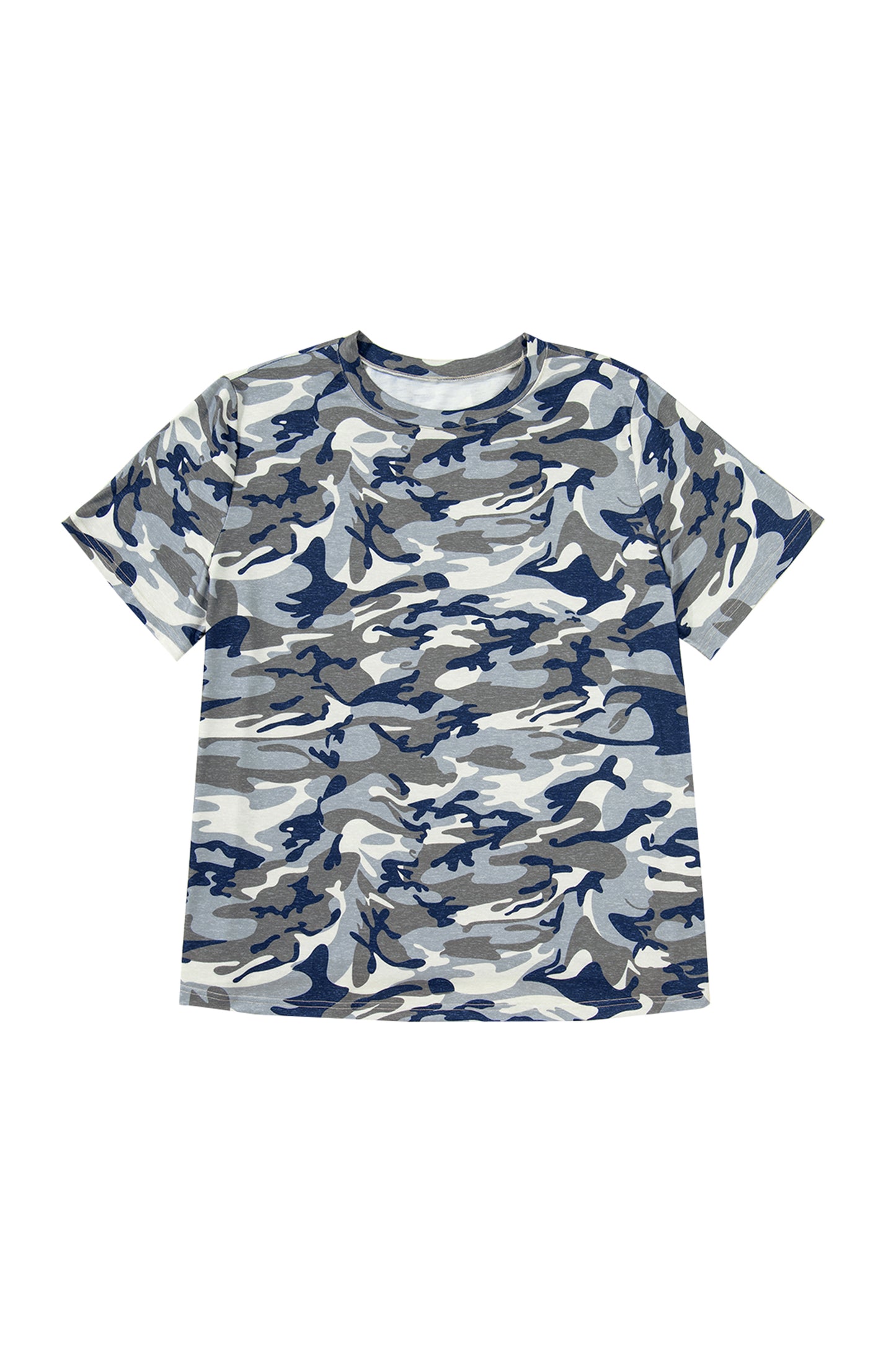 Green Plus Size Camo Print Crew Neck Short Sleeve Tee